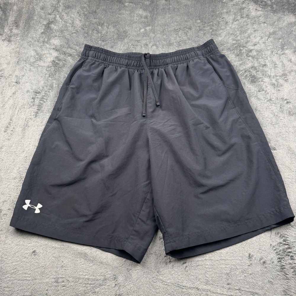 Under Armour HeatGear Training Shorts Mens Large Gray 8.5" Inseam Good